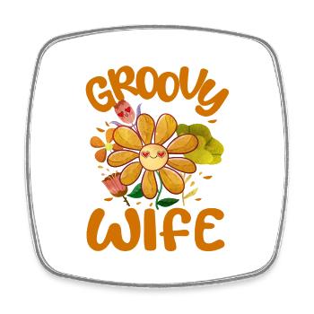 Groovy Wife Family Matching Vintage Family Outfit - Magnet carré - blanc - Devant