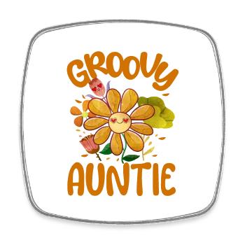 Groovy Auntie Family Matching Vintage Family - Magnet carré - blanc - Devant