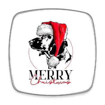CHIEN DE SUEUR DE MONTAGNE BAVAROIS Joyeux Noël - Magnet carré - blanc - Devant