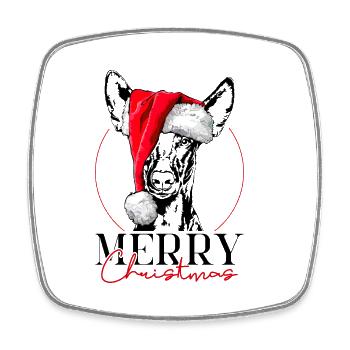 Père Noël Chien Joyeux Noël Chien Wilsigns - Magnet carré - blanc - Devant