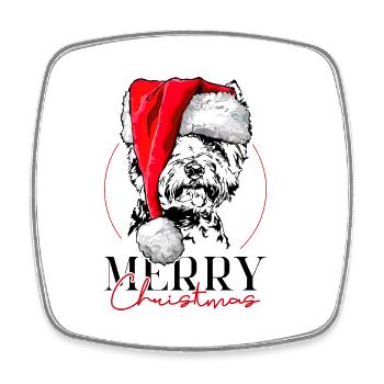 Santa WESTIE Merry Christmas Wilsigns Dog Dog - Square fridge magnet - white - Front