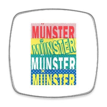 Münster Germany City Font Skyline - Square fridge magnet - white - Front