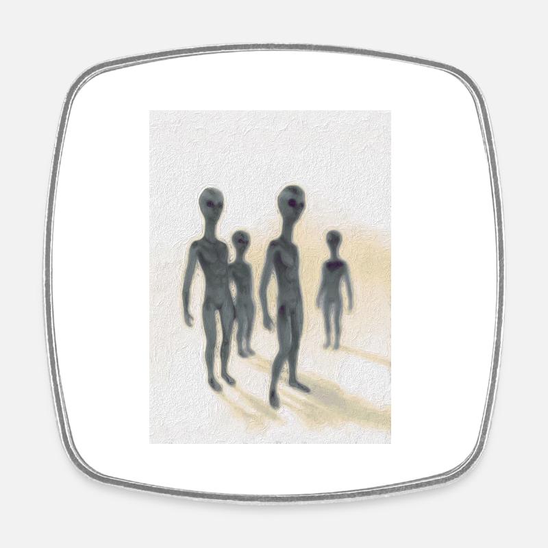 Aliens - Square fridge magnet - white