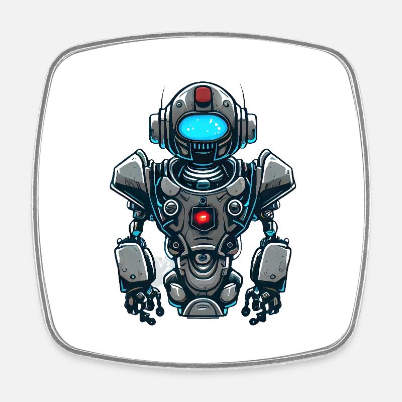 Robot - Square fridge magnet - white
