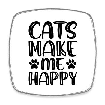 cats make me happy - Square fridge magnet - white - Front