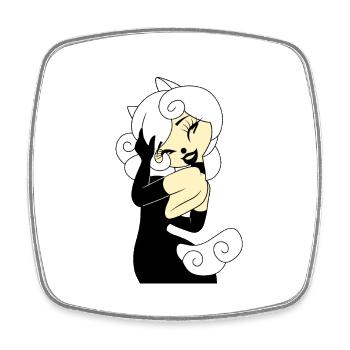 Tshirt Dark Gothic Elegant Cyber Girl Blonde 2022 - Square fridge magnet - white - Front