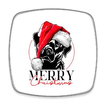 Santa LABRADOR RETRIEVER Merry Christmas Wilsigns - Square fridge magnet - white - Front