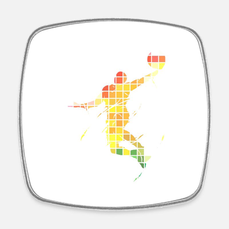 Basketteur Basketteur Dunking Pixel Coloré - Magnet carré - blanc