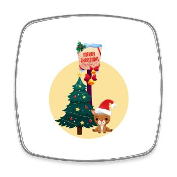 Weihnachten mit Rentier und Tannenbaum - Viereckiger Kühlschrankmagnet - Weiß - Vorne