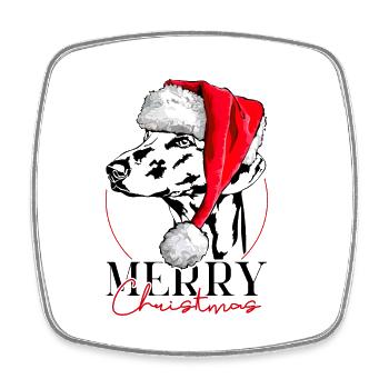 Père Noël Joyeux Noël Lévriers Wilsigns - Magnet carré - blanc - Devant