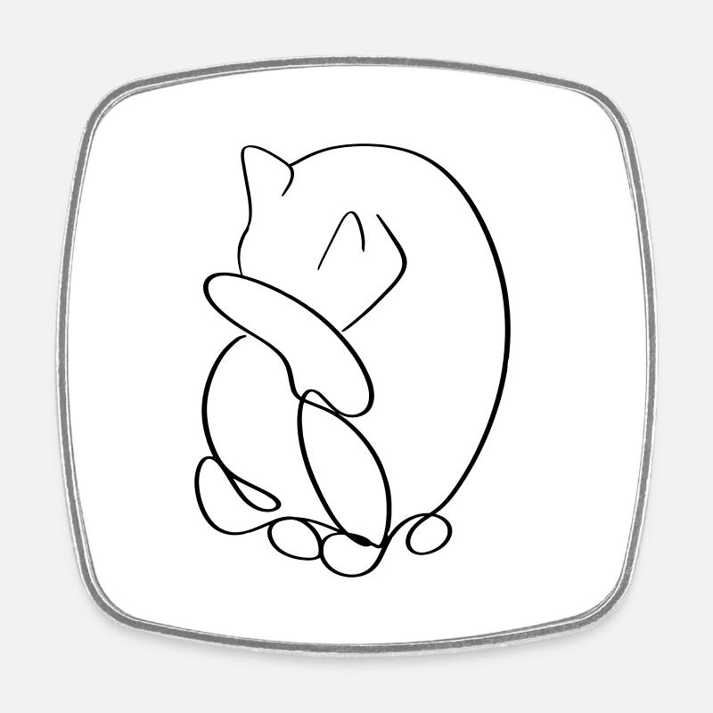 Cat - Square fridge magnet - white