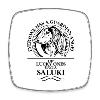 SALUKI Guardian Angel dog saying dog Wilsigns - Square fridge magnet - white - Front