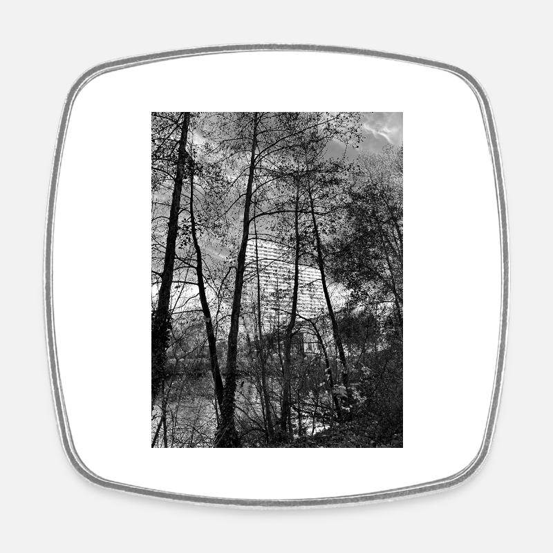 Arbres de maison Noir Blanc Cool Design Berlin - Magnet carré - blanc