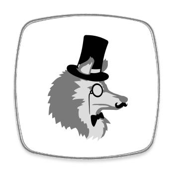 Sir Wolf Gentlemen Cylinder - Square fridge magnet - white - Front