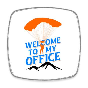 Welcome To My Office Paraglider Paragliding Parach - Viereckiger Kühlschrankmagnet - Weiß - Vorne