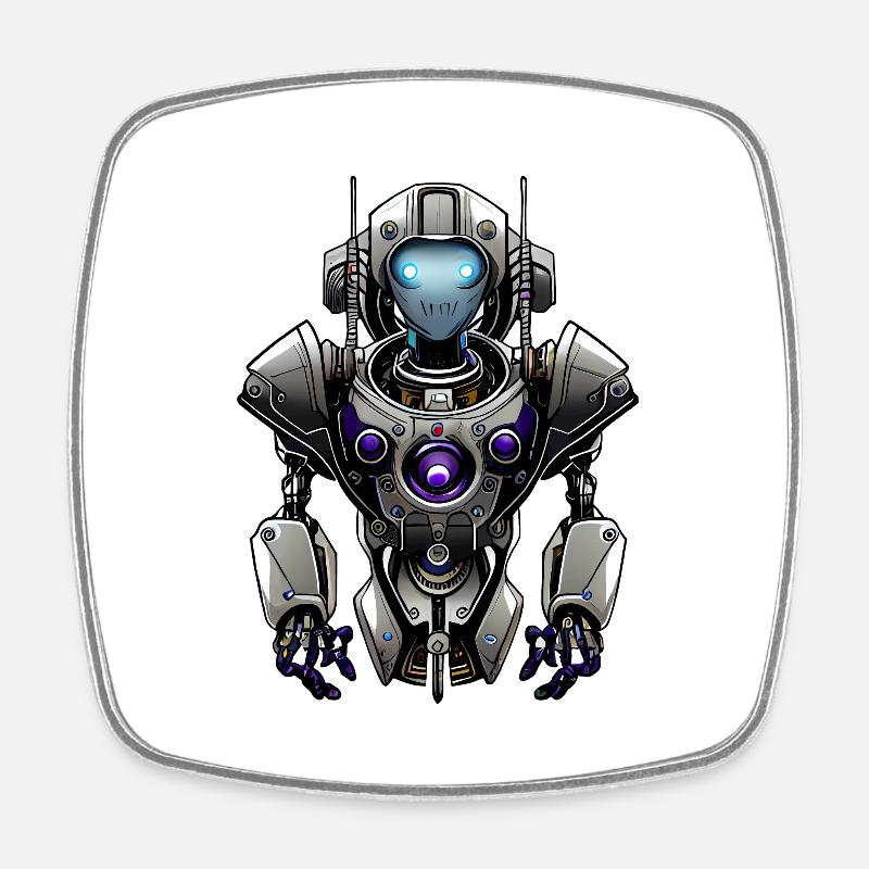 Robot Beta - Square fridge magnet - white
