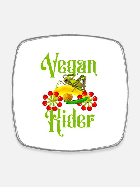 Vegan Motorrad fahren - Viereckiger Kühlschrankmagnet - Weiß