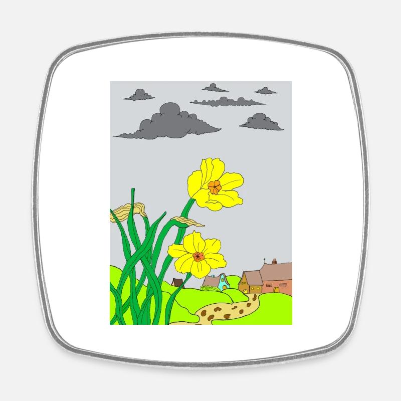 Tableau de fleurs - Magnet carré - blanc