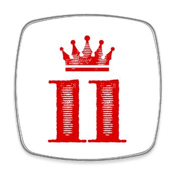 11 Number crown - Square fridge magnet - white - Front