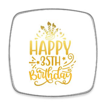 Joyeux 35e anniversaire 35 ans Idées cadeaux (Or) - Magnet carré - blanc - Devant