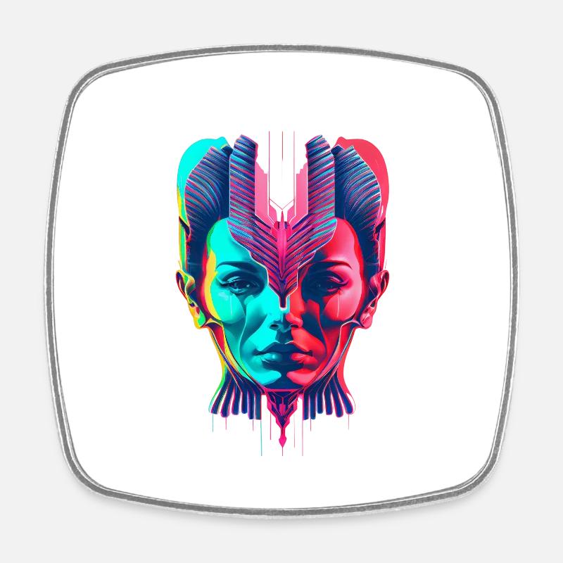 Siamese Head - Magnet carré - blanc