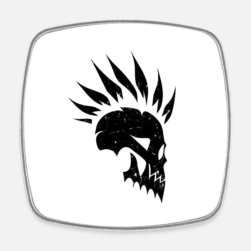 Crâne de Mowhawk - Magnet carré - blanc