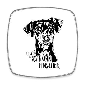 Loved by a German Pinscher Hundespruch Wilsigns - Square fridge magnet - white - Front