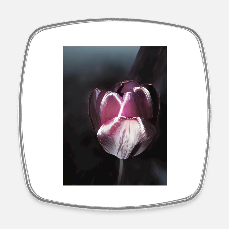 Tulip comic - Square fridge magnet - white