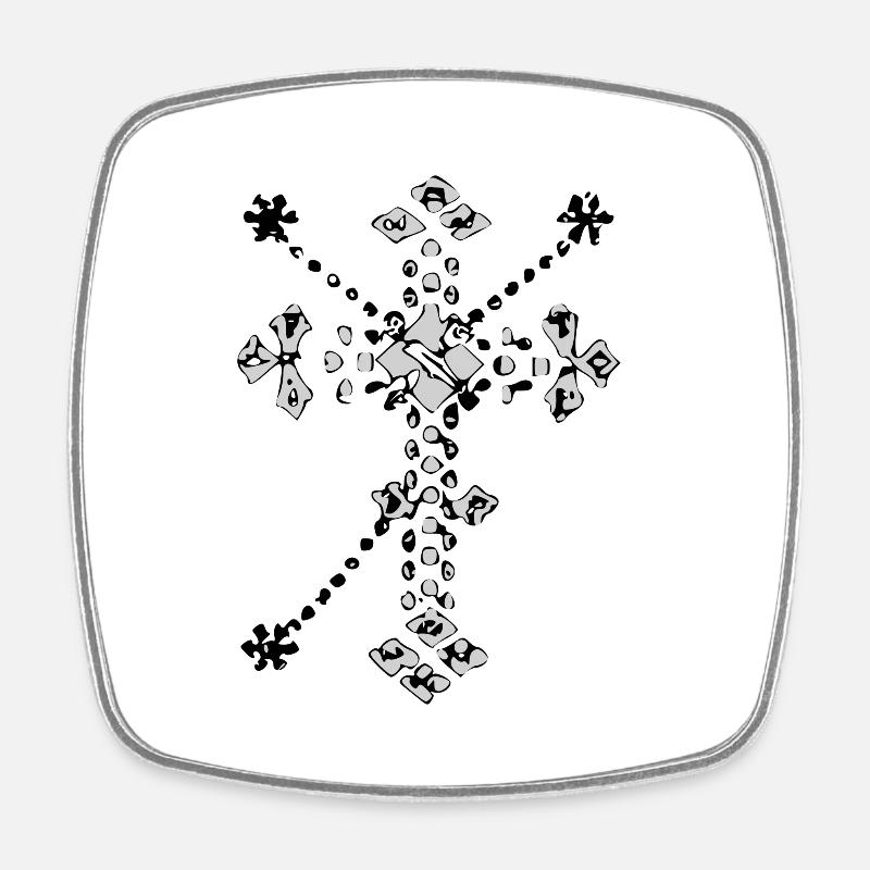 Croix catholique zentangle - Magnet carré - blanc