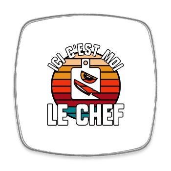 Ici c’est moi le chef - Magnet carré - blanc - Devant
