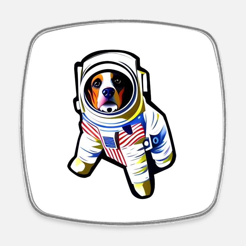 Explorateur Space Beagle - Magnet carré - blanc