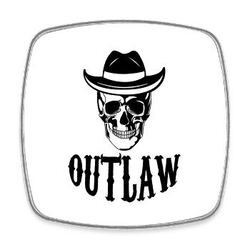 Skull Cowboy Outlaw - Square fridge magnet - white - Front
