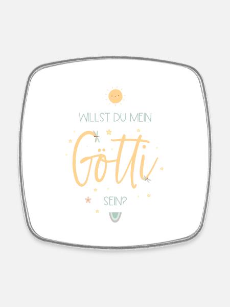 Götti fragen - Viereckiger Kühlschrankmagnet - Weiß