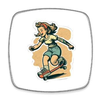 Skater Girl - Magnet carré - blanc - Devant