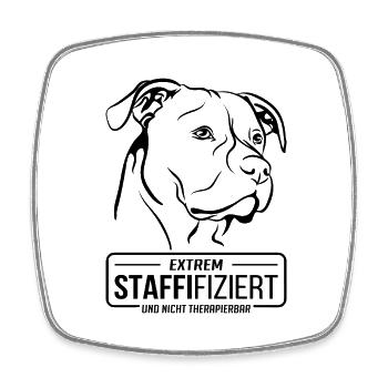 STAFFIFIZIERT American Staffordshire Hund Wilsigns - Viereckiger Kühlschrankmagnet - Weiß - Vorne