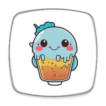 Kawaii Süßer Glücklicher Bunter Fisch Bubble Tee - Viereckiger Kühlschrankmagnet - Weiß - Vorne
