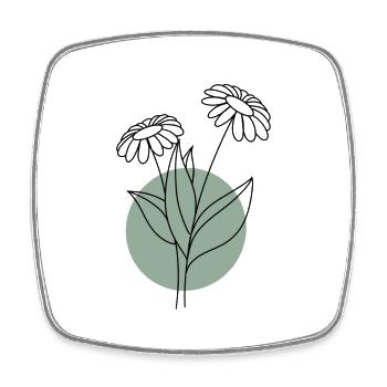 Flower with green circle - Square fridge magnet - white - Front