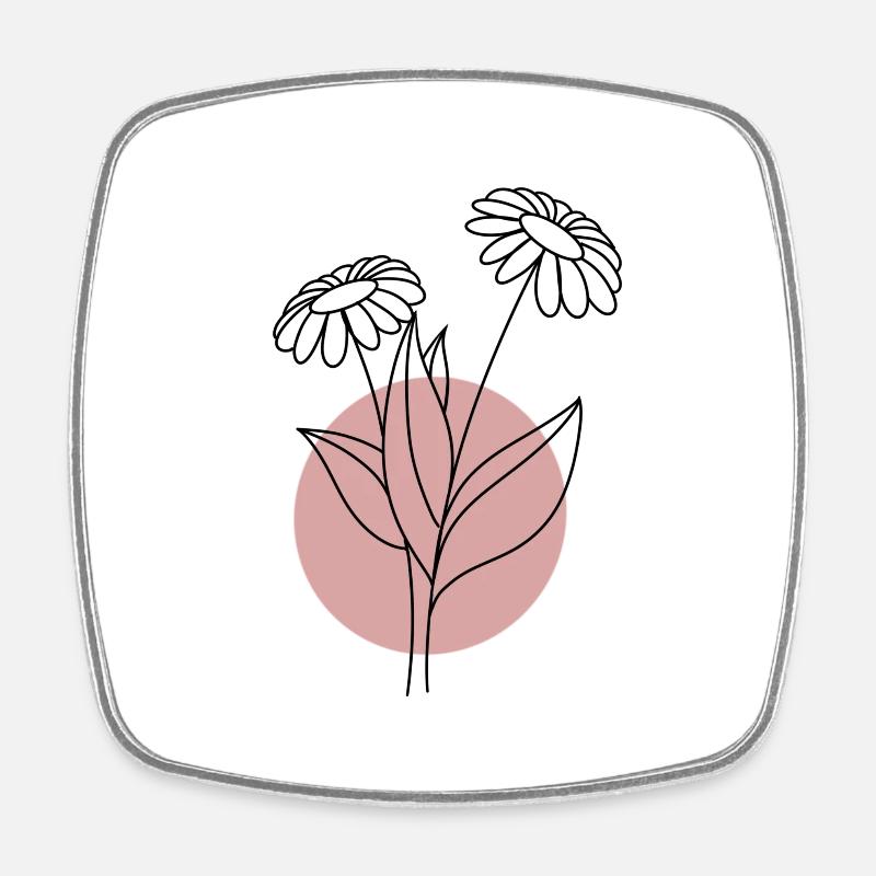 Fleur avec cercle rose - Magnet carré - blanc