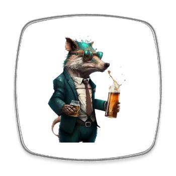 Animal cool avec BIer. Style et alcool - Magnet carré - blanc - Devant