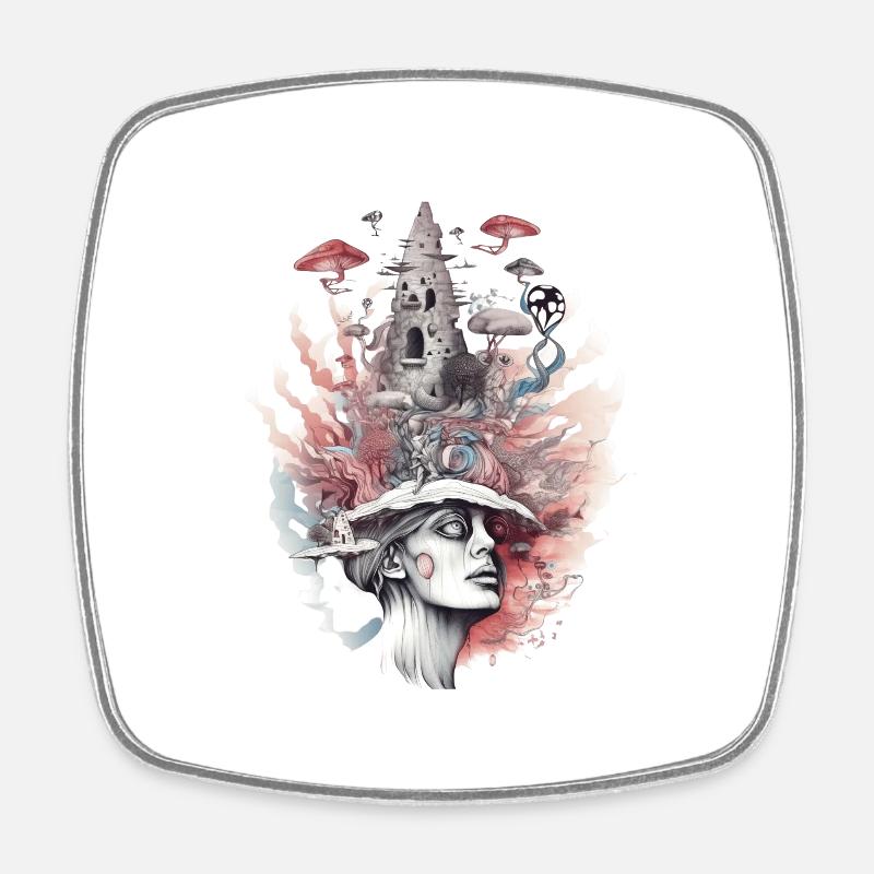 Trippy Shaman - Magnet carré - blanc