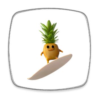 Surfende Ananas - Viereckiger Kühlschrankmagnet - Weiß - Vorne