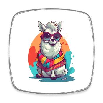 Super Cute Lama Mascot T-Shirt Design - Viereckiger Kühlschrankmagnet - Weiß - Vorne