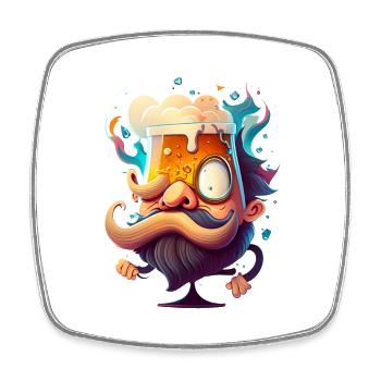 Funny little disreputable beer gentleman - Square fridge magnet - white - Front