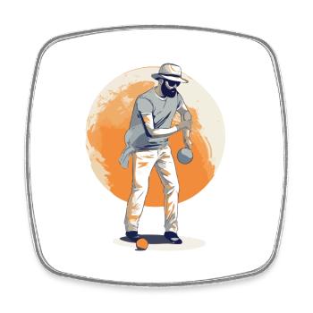 Le joueur de pétanque - Magnet carré - blanc - Devant