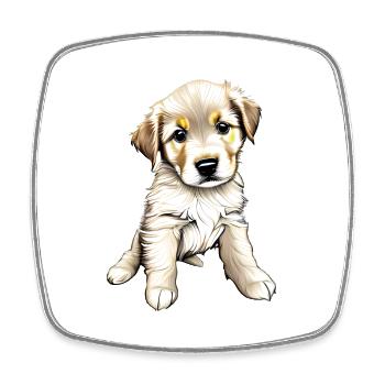 Golden Retriever Dog Puppy Dog Owner Dogs - Square fridge magnet - white - Front