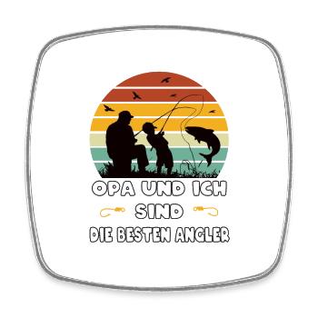 Opa und Enkel Beste Angler Geschenk - Viereckiger Kühlschrankmagnet - Weiß - Vorne