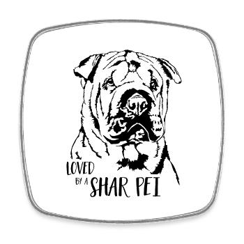 Aimé par un chien chien Shar Pei Dogs Dicton - Magnet carré - blanc - Devant