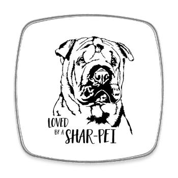 Aimé par un chien Shar-Pei Dog Dog Dicton - Magnet carré - blanc - Devant
