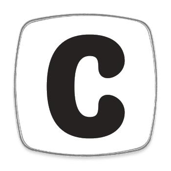 C - Viereckiger Kühlschrankmagnet - Weiß - Vorne