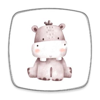 Hippo - Square fridge magnet - white - Front